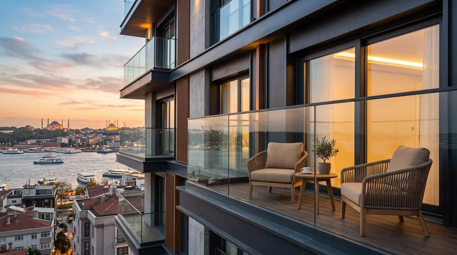 İstanbul Boğazı manzaralı cam balkon uygulaması